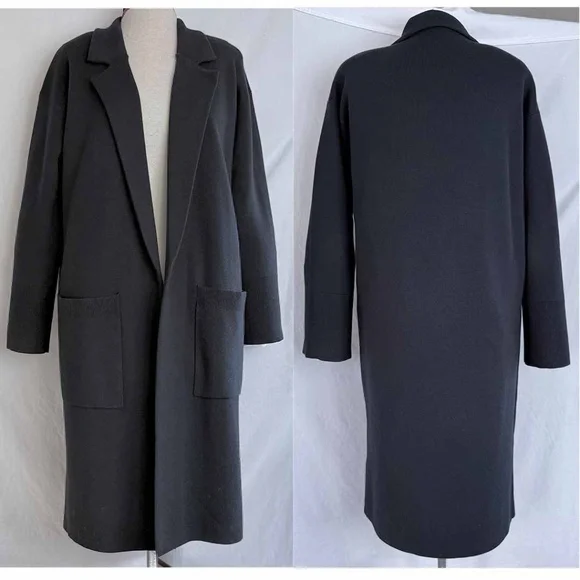 J. Crew Women Small Black Open-Front Long ELLA Sweater Blazer EUC // Fair Trade - Picture 2 of 6